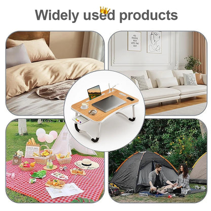 Portable Laptop Desk with USB Light & Fan – Foldable Bed & Travel Table