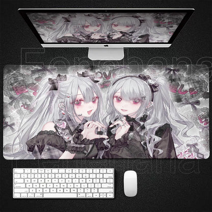 Anime Kawaii Girls PC Gaming Mouse Pad Pink Best Friend Computer Office Accessories Large Gamer Non-slip Keyboard Expansion Pads