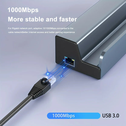 Steam Deck Dock 6 in 1 Steam Deck Rog Ally Docking Station Stand  3*USB 3.0 HDTV 4K@60Hz Gigabit Ethernet PD 100W Hub