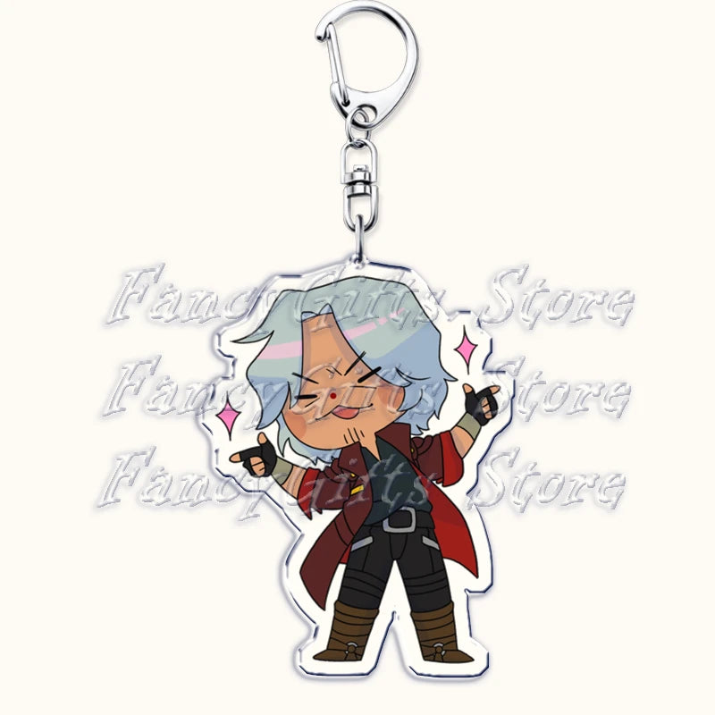 Calssic Demon Video Game Chibi Keychains for Accessories Bag Dante Vergil Nero Sparda Lady Trish V Keyrings Jewelry Gaming Gifts