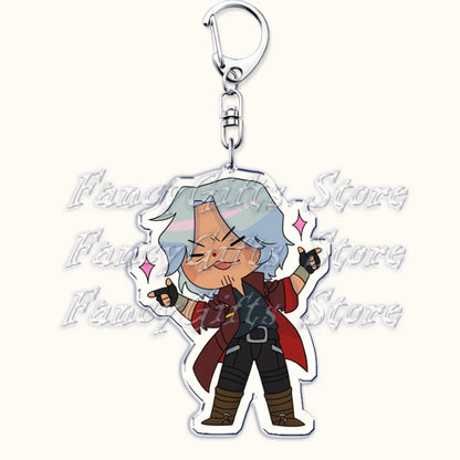 Calssic Demon Video Game Chibi Keychains for Accessories Bag Dante Vergil Nero Sparda Lady Trish V Keyrings Jewelry Gaming Gifts