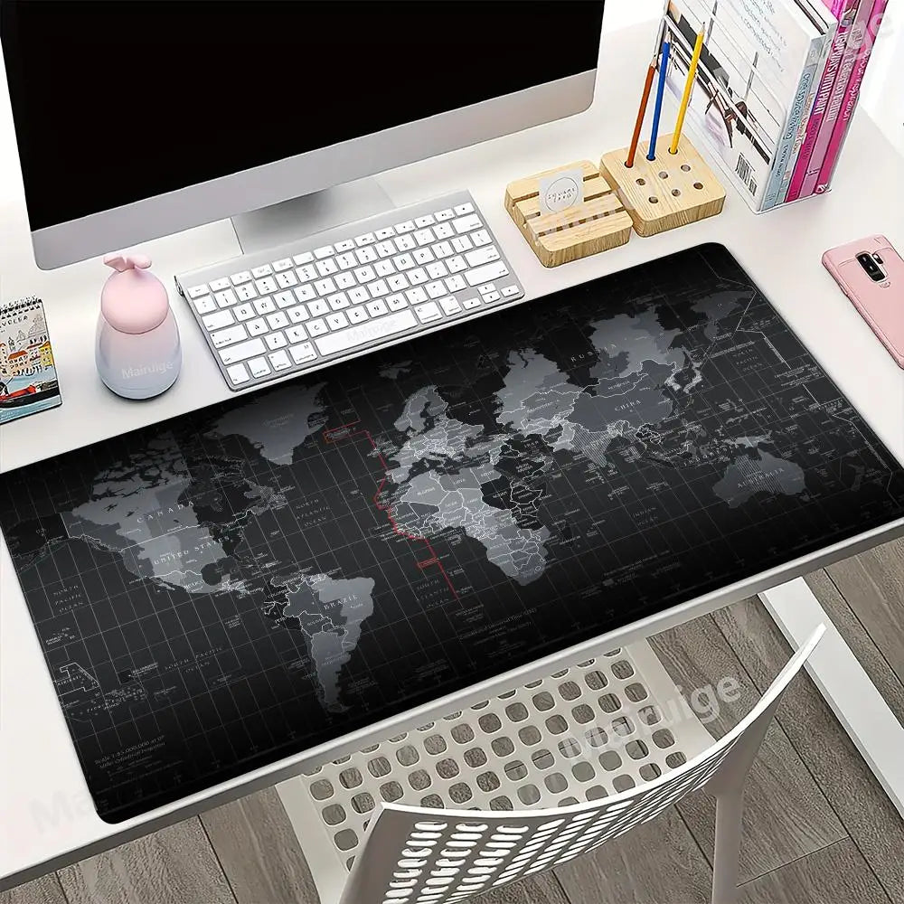 Black map Mouse Pad XXL Office Mousepad Computer Keyboard Pads MouseMat Gamer Soft Office Carpet Table Mat New Desktop Desk Mats