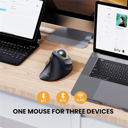 JOMAA RGB Backlit Wireless Trackball Mouse Wireless 2.4G Rechargeable Ergonomic Rollerball Gaming Mouse for Laptop Mac iPad Game