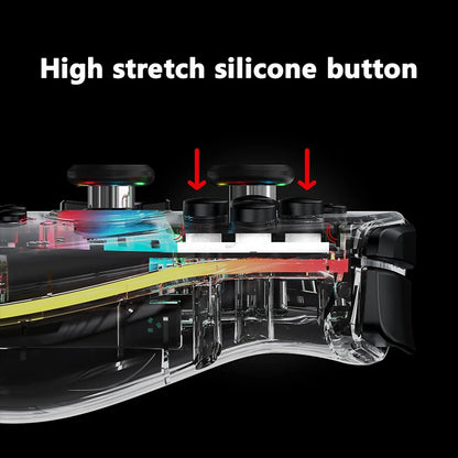 LinYuvo KS40 Transparent Style Wireless Handle for Switch Lite/OLED with 8 LED Lights,Turbo Function,Dual Vibration & Macro Keys