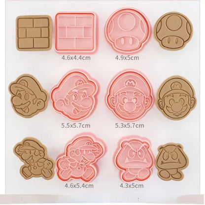 Super Mario Bros Cookie Cutters Anime 3D Plastic Biscuit Mold Cookie Stamp Cartoon Pastry Bakeware Baking Kitchen Accessories