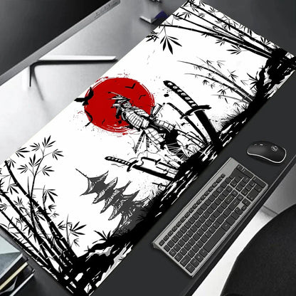 Japanese Sakura Samurai Black Mouse Pad Computador Gamer Table Mat Gaming Laptop Desk PC Mousepad 900x400 Computer Table Gaming