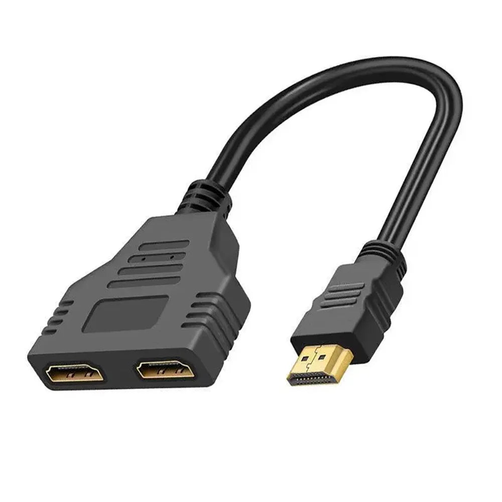 HD 1080P HDMI Splitter Dual Port 1 in 2 Out Cable Male To Female HDTV Adapter For Laptop TV Box Monitor HDMI-Compatible Splitter