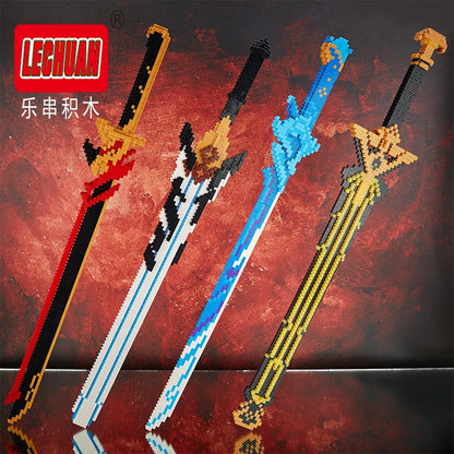 Lechuan Connections Building Blocks Samurai Simulation Sword Micro brick Ninja Knife Weapon Assembly Model Toy Gift for Children