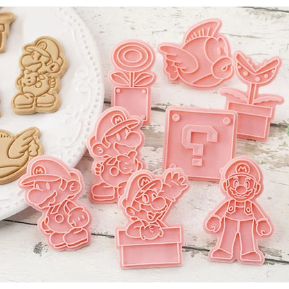Super Mario Bros Cookie Cutters Anime 3D Plastic Biscuit Mold Cookie Stamp Cartoon Pastry Bakeware Baking Kitchen Accessories
