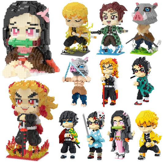 Hot Anime Demon Slayer Building Blocks Kimetsu No Yaiba Kamado Tanjirou Nezuko Zenitsu Kyoujurou Blocks Toys Kids Gifts
