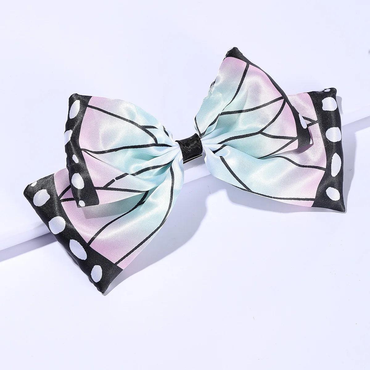 Anime Cosplay Bow Hair Clips Accessories Shinobu Nezuko Tanjirou Headwear for Women Girls