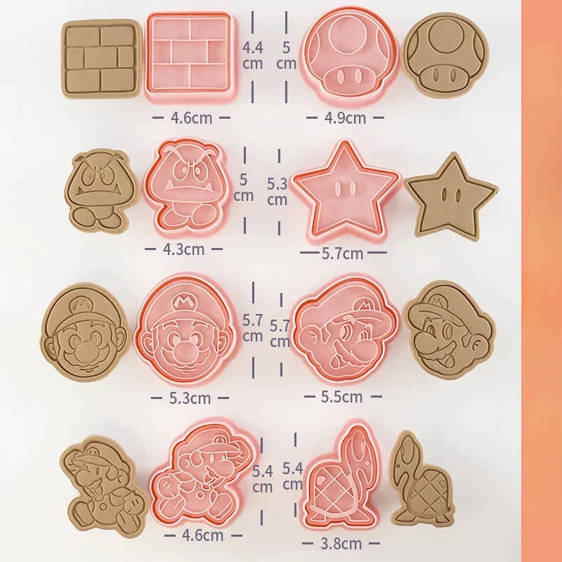 Super Mario Bros Cookie Cutters Anime 3D Plastic Biscuit Mold Cookie Stamp Cartoon Pastry Bakeware Baking Kitchen Accessories