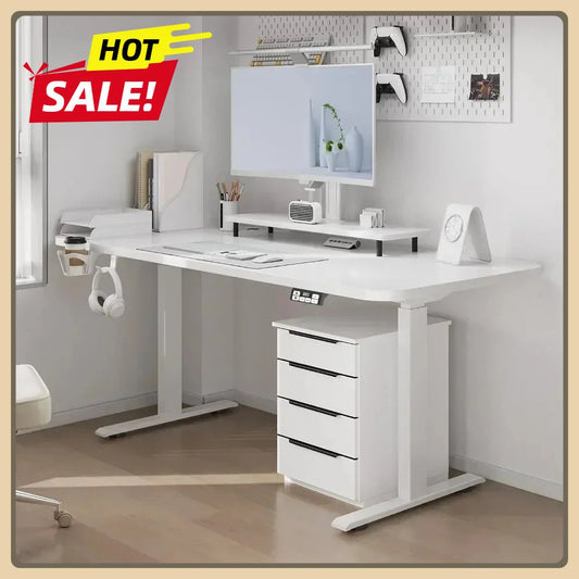 Adjustable Desk Electric Standing Desk Sit Stand up Desk Height Adjustable Home Office Workstation White 63x24inch