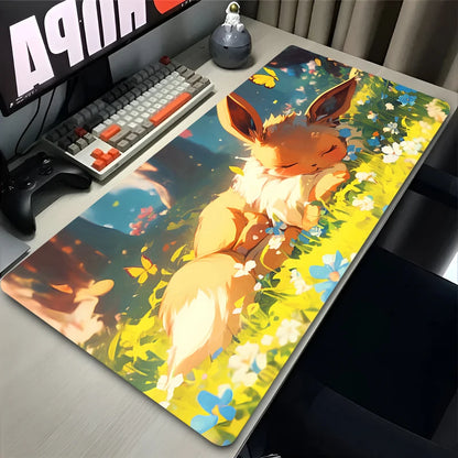 Kawaii Japan Anime Mouse Pad PC Colorful E-eevee Gamer Cabinet Mousepad XXL P-pokemon Keyboard Rug Laptop Gaming Rubber Desk Mat