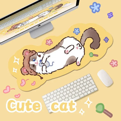 XXL Large Cute Furry Mouse Pad Kawaii Kitty Cats Mouse Mat 70x30cm Gamer Desk Carpet Anime Mousepad Gaming Accessories Play Mats