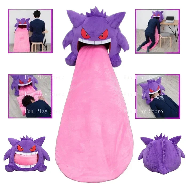 Pokémon Gengar Big Tongue Plush Nap Blanket & Pillow – Dual-Purpose Stuffed Toy