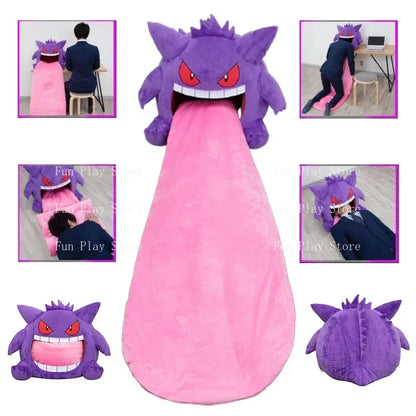 Pokémon Gengar Big Tongue Plush Nap Blanket & Pillow – Dual-Purpose Stuffed Toy