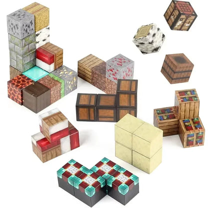 Upgrades Magnetic Building Blocks Toy Build Mine Magnet World Set for Boys Girls STEM Montessori Sensory Cubes for Toddlers