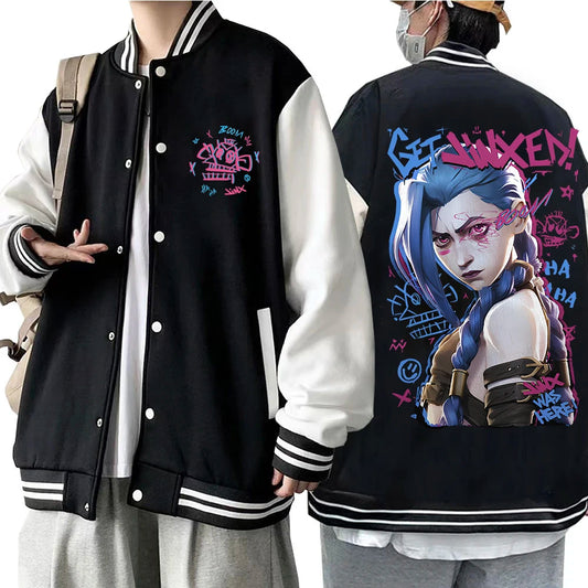 Arcane Jinx Baseball Jacket Hoodie - Harajuku Style for Women & Men