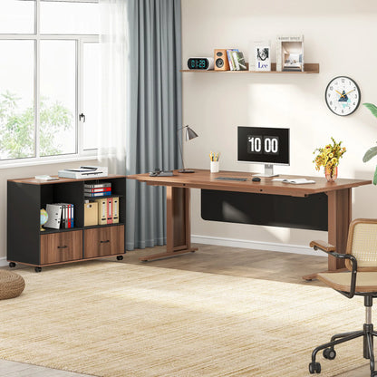 Tribesigns 63" Large Executive Desk L Shaped Computer Desk with File Storage Cabinet, L-Shaped Executive Office Desk
