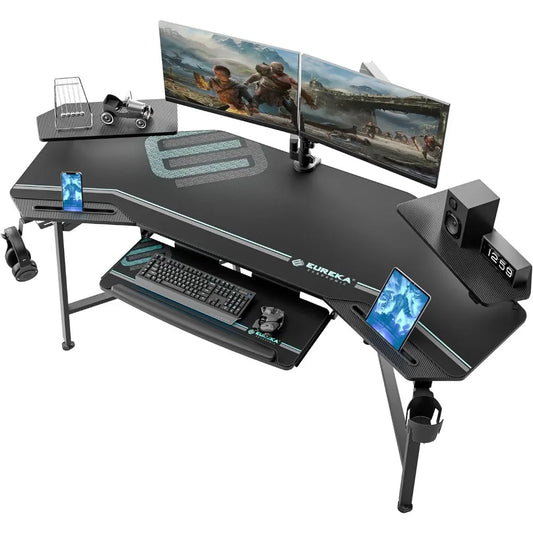 Aero 72" LED Wing‑Shaped Gaming Desk – RGB Studio Setup