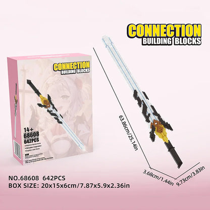 Samurai Sword Building Blocks Anime Ninja Weapon Model Assembly Bricks Boys Toy Idea Desktop Decoration Children Birthday Gifts