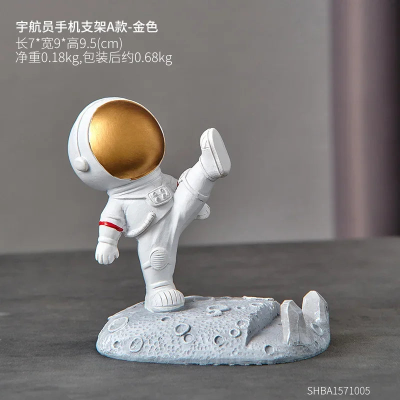 Nordic Astronaut Phone Stand - Spaceman Desk Holder for Office Decor, Cute Mobile Bracket, Unique Gift for Men/Kids