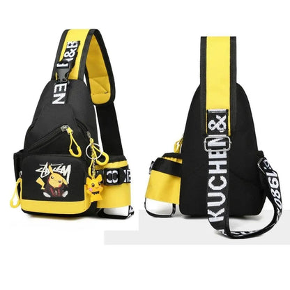 Children's Shoulder Bag Men's and Women's Chest Bag Canvas Youth Sports Pikachu Crossbody Bag Handbag Chest Belt Waist Bag