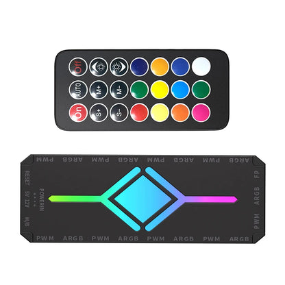 TEUCER Fan Intelligent Temperature Control 5v3 Pin Divine Light Synchronization ARGB Hub PWM HUB Wireless Remote Control