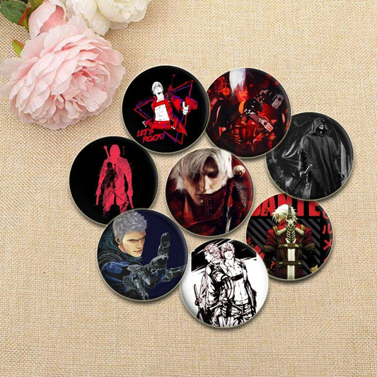 58mm Game Anime Devil May Cry Brooches Dante Cartoon Badge HD Print Handmade Pins for Backpack Accessories Clothes Decoration