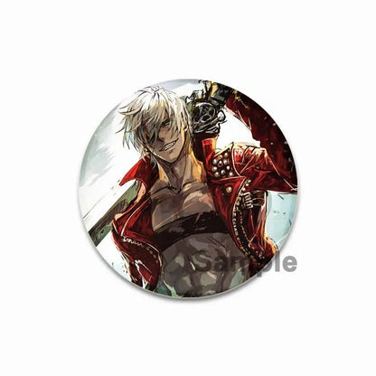 Dante Cartoon Cosplay Badge Game Anime Devil May Cry Brooch HD Print Handmade Pins for Backpack Accessories Clothes Decoration