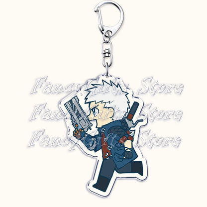 Calssic Demon Video Game Chibi Keychains for Accessories Bag Dante Vergil Nero Sparda Lady Trish V Keyrings Jewelry Gaming Gifts