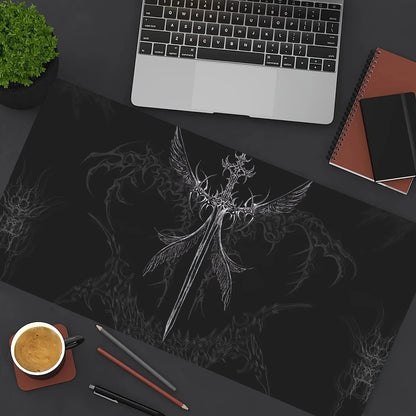 Cybersigilism Angel Sword Gaming Mouse Pad Keyboard Mat Large Desk Mat Dark Fantasy Art Non-Slip Home Computer Accessories