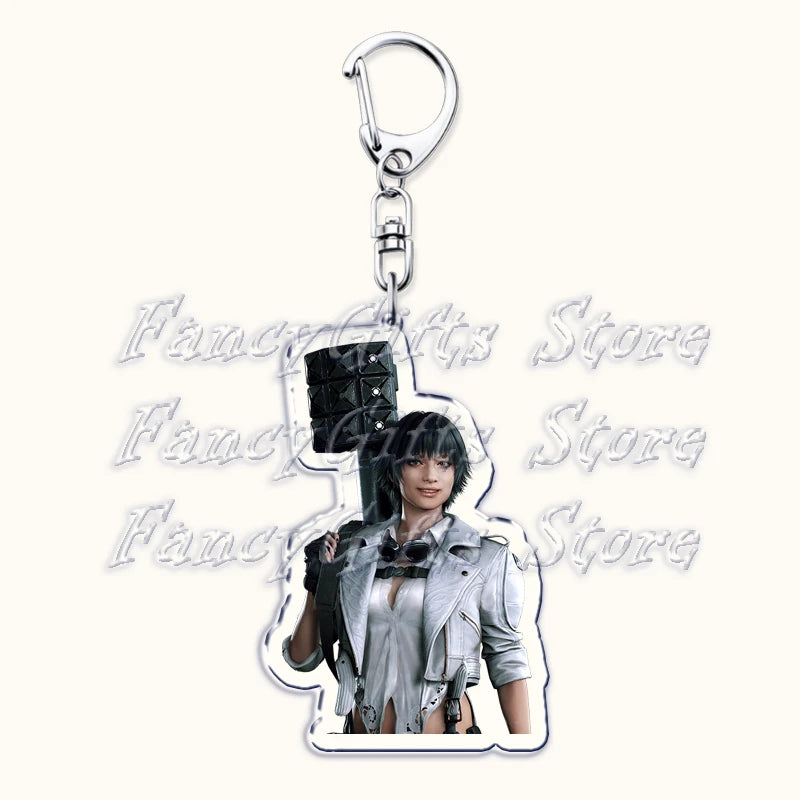 Calssic Demon Video Game Chibi Keychains for Accessories Bag Dante Vergil Nero Sparda Lady Trish V Keyrings Jewelry Gaming Gifts
