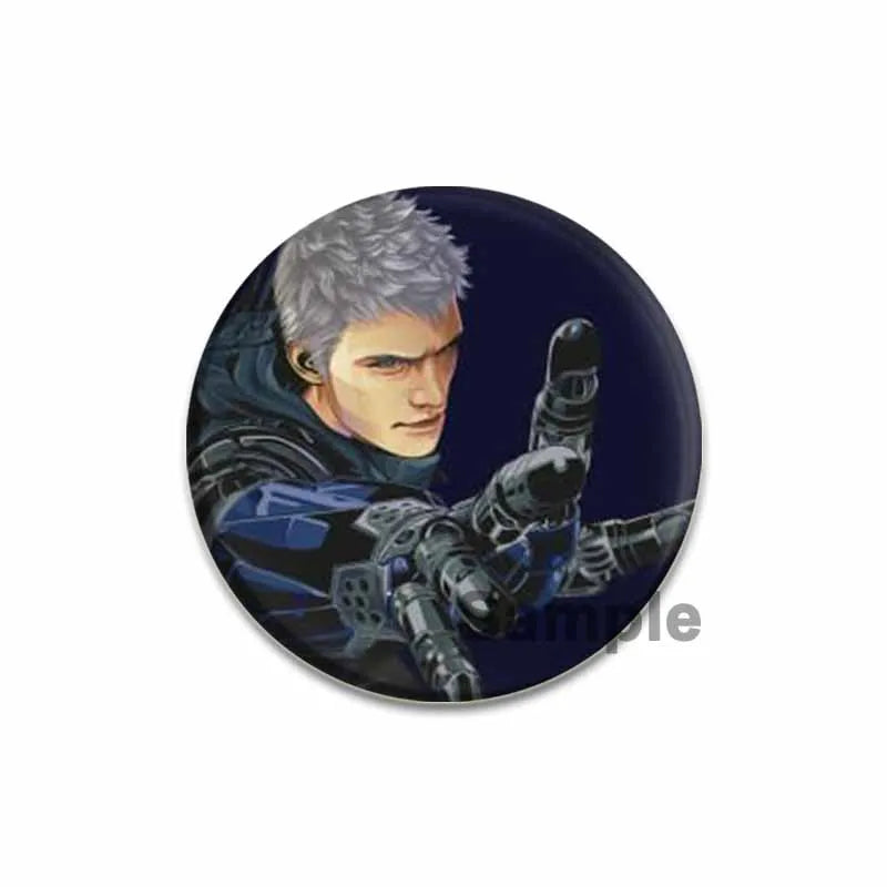 58mm Game Anime Devil May Cry Brooches Dante Cartoon Badge HD Print Handmade Pins for Backpack Accessories Clothes Decoration