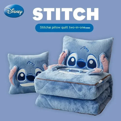 Disney Stitch 2-in-1 Throw Pillow & Blanket - Kawaii Flannel Nap Blanket