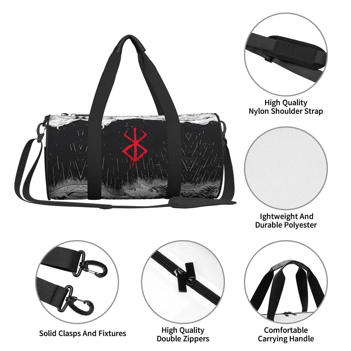 Berserk Anime Gym Bag | Waterproof Travel Duffel for Fitness & Streetwear