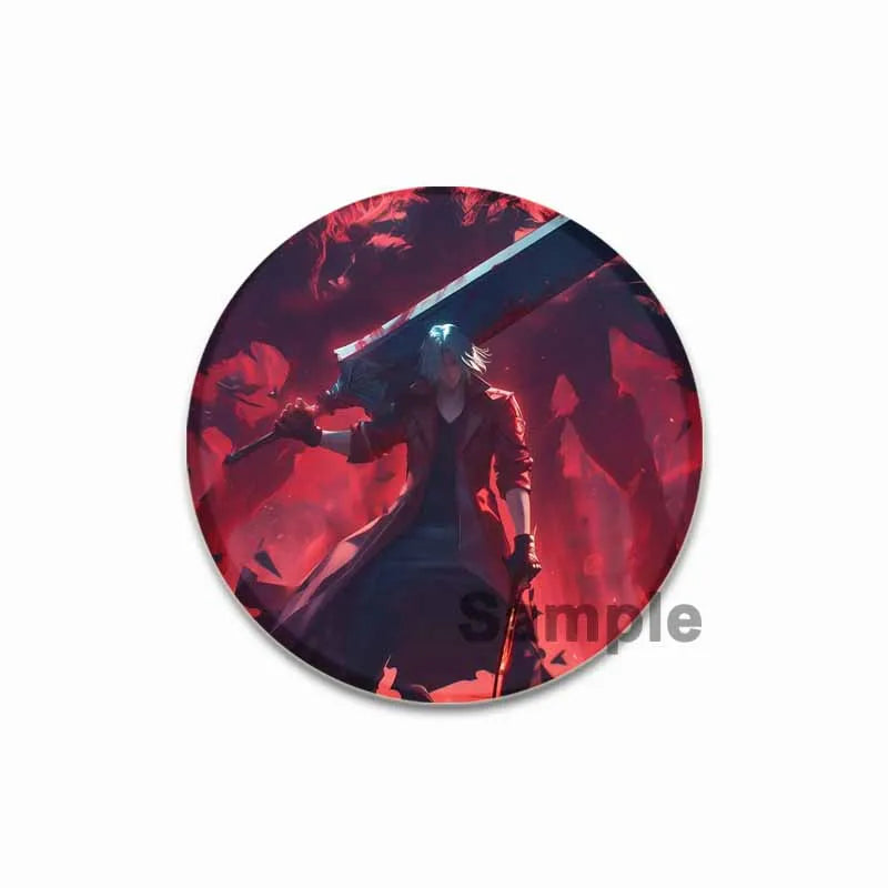 Dante Cartoon Cosplay Badge Game Anime Devil May Cry Brooch HD Print Handmade Pins for Backpack Accessories Clothes Decoration