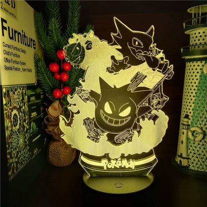 Gotta Catch 'Em All... for Your Nightstand! Pokémon Gengar Evolution 3D LED Night Light - 7 Colors, USB Powered, Perfect Gift for Fans