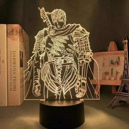 Berserk Guts 3D LED Night Light – Anime Acrylic Lamp with Remote Control
