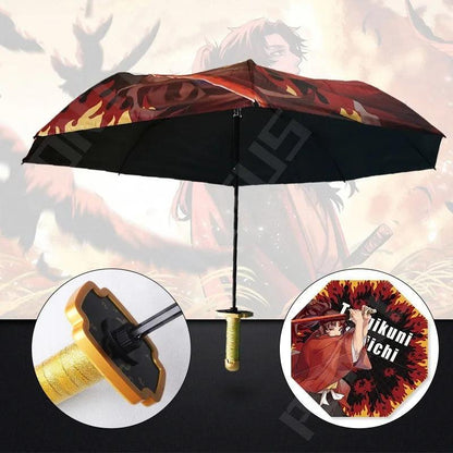 Unleash the Power of Upper Moon One! Demon Slayer Kokushibo Katana Umbrella - Unique Anime Style for Sun & Rain