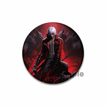 58mm Game Anime Devil May Cry Brooches Dante Cartoon Badge HD Print Handmade Pins for Backpack Accessories Clothes Decoration