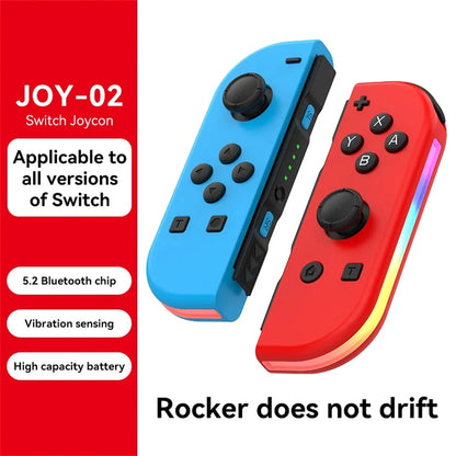 BT 5.2 Joy Controller RGB LED Switch L/R Joypad for Nintendo Switch/Lite/Oled JoyCon Gamepads Joystick with Dual Vibration