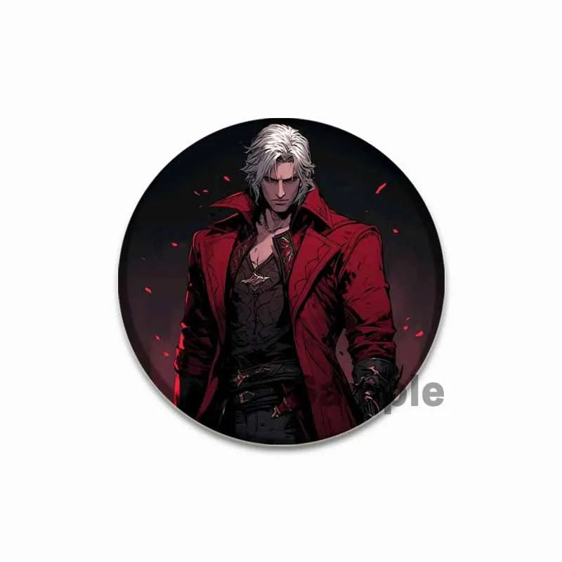 Dante Cartoon Cosplay Badge Game Anime Devil May Cry Brooch HD Print Handmade Pins for Backpack Accessories Clothes Decoration