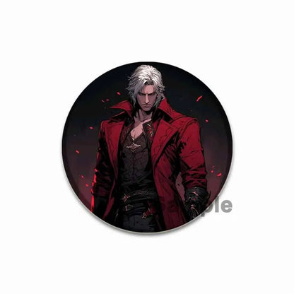 Dante Cartoon Cosplay Badge Game Anime Devil May Cry Brooch HD Print Handmade Pins for Backpack Accessories Clothes Decoration