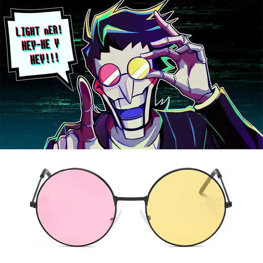 Spamton Cosplay Glasses – Mixed Color Round Frame Sunglasses for Cosplay & Halloween
