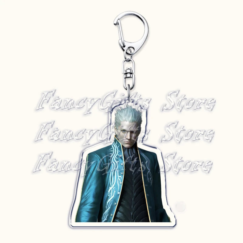 Calssic Demon Video Game Chibi Keychains for Accessories Bag Dante Vergil Nero Sparda Lady Trish V Keyrings Jewelry Gaming Gifts