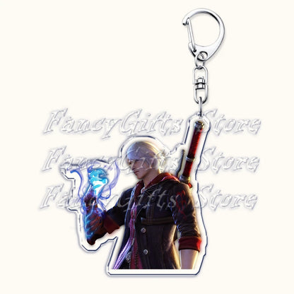 Calssic Demon Video Game Chibi Keychains for Accessories Bag Dante Vergil Nero Sparda Lady Trish V Keyrings Jewelry Gaming Gifts