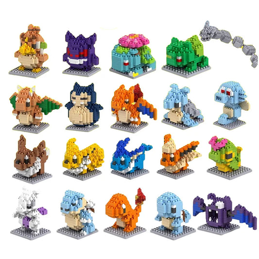 66pcs Pokemon Small Building Nanoblock Cartoon Pikachu Animal Model Education Game Graphics Pokemon Toys For Kids Birthday