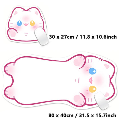 Pink Black Tortoiseshell Kawaii Cat Cartoon Cute Animal Kitty XXL Large Mouse Pad Computer Non-slip Keyboard Desk Mat Mousepad